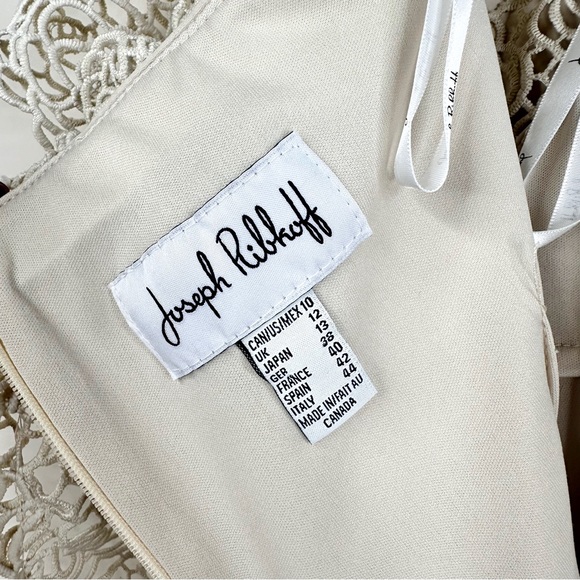 Joseph Ribkoff Off-Shoulder Lace Sleeve Sheath Dress Cream SZ 10 - Picture 11 of 16